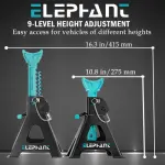 ELEPHANT 3 TON Steel CAR Jack Stand with Heavy Duty SELF Locking Ratchet Handle (Automotive) (Set of 2 Pieces)