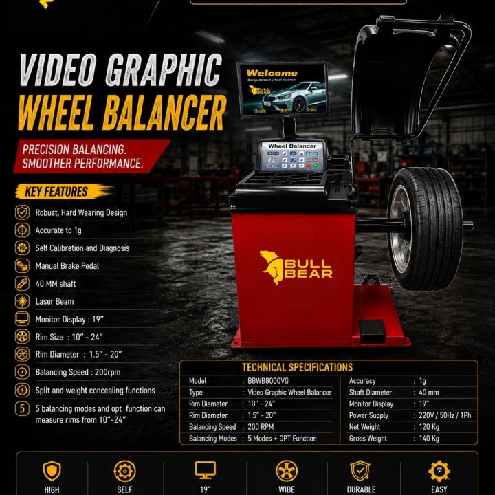 Bull Bear Video Graphic Wheel Balancer BBWB8000VG