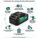 Elephant Heavy Duty 20V Cordless Impact Wrench with 2 Batteries | Build-In LED Lights | Forward & ReverseSwitch BW-1000
