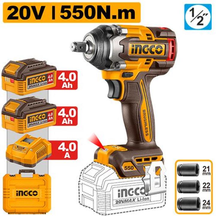 INGCO Cordless impact wrench 550Nm CIWLI2055