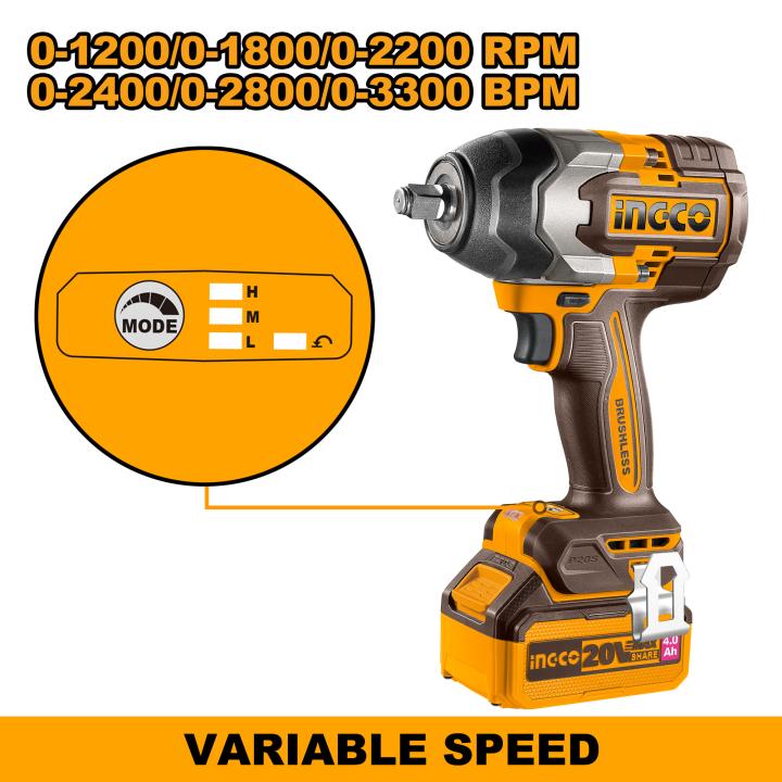 INGCO Cordless Impact Wrench 850Nm CIWLI2085