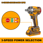 INGCO Cordless Impact Wrench 405Nm  2 Pcs combo kit COSLI23056