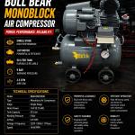 Bull Bear BBAC(MB)2000 Monoblock Air Compressor BBAC-MB-2000