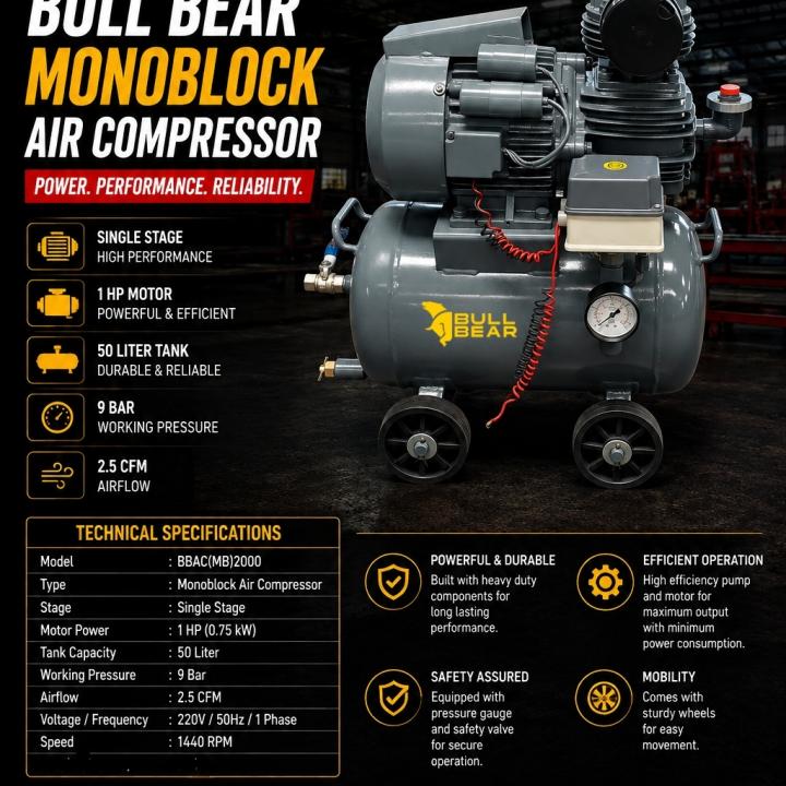 Bull Bear BBAC(MB)2000 Monoblock Air Compressor BBAC-MB-2000
